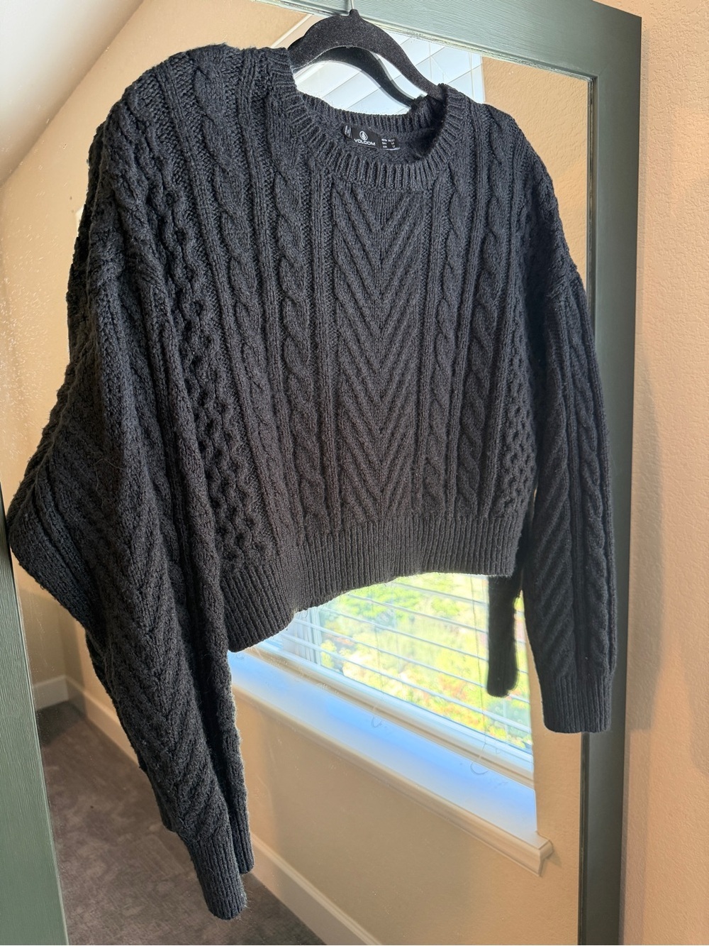 Volcom Cabled Babe Cropped Cable Knit Sweater